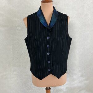 Vintage 90s Alberto Makali Pinstripe Shawl Collar Menswear Vest 14
